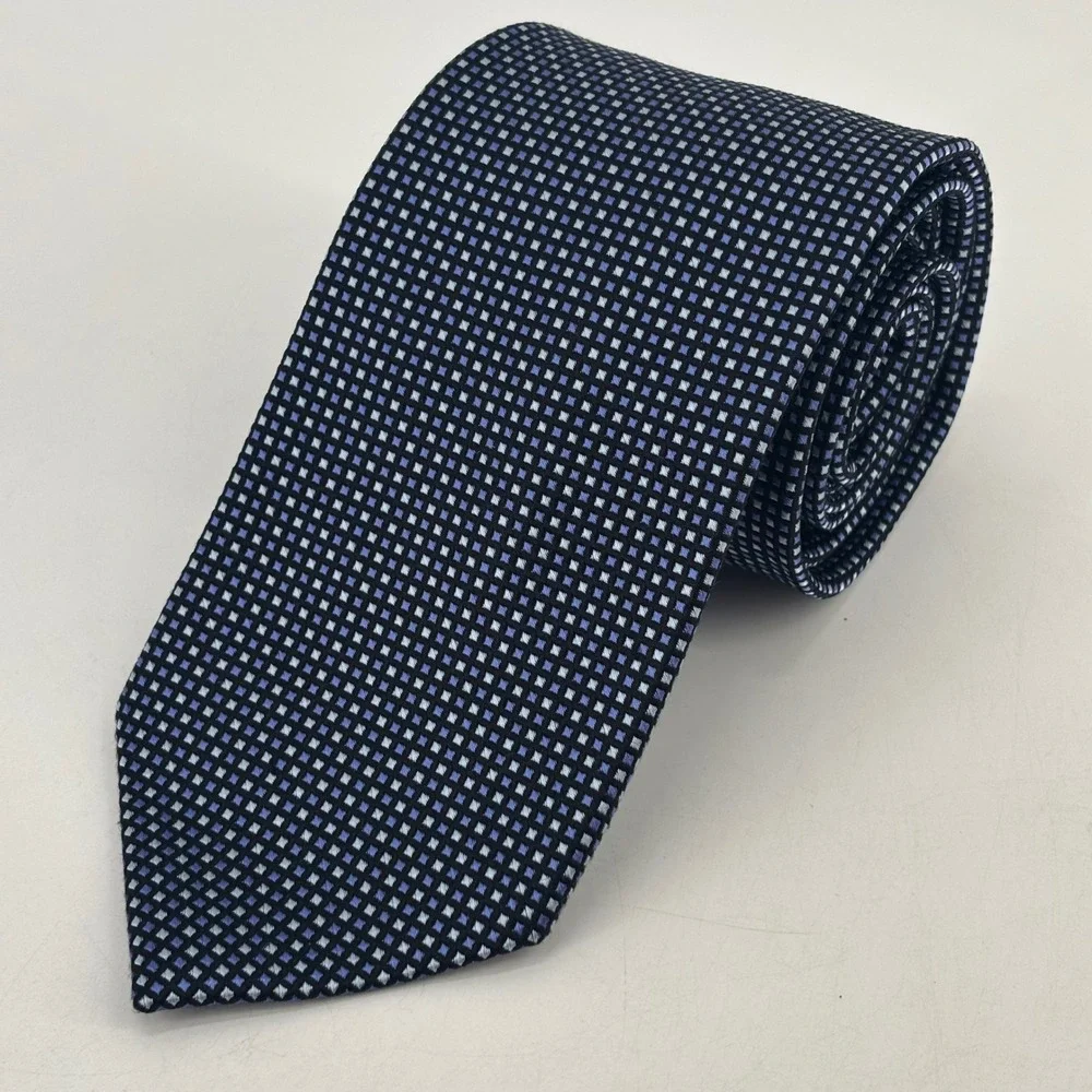 Jos. A. Bank Necktie Mens OS Blue Geometric Diamond Silk Signature Collection